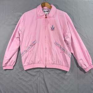 Vintage Ellesse Pink Golf Windbreaker Women’s Jacket with Plaid Lining Size 8